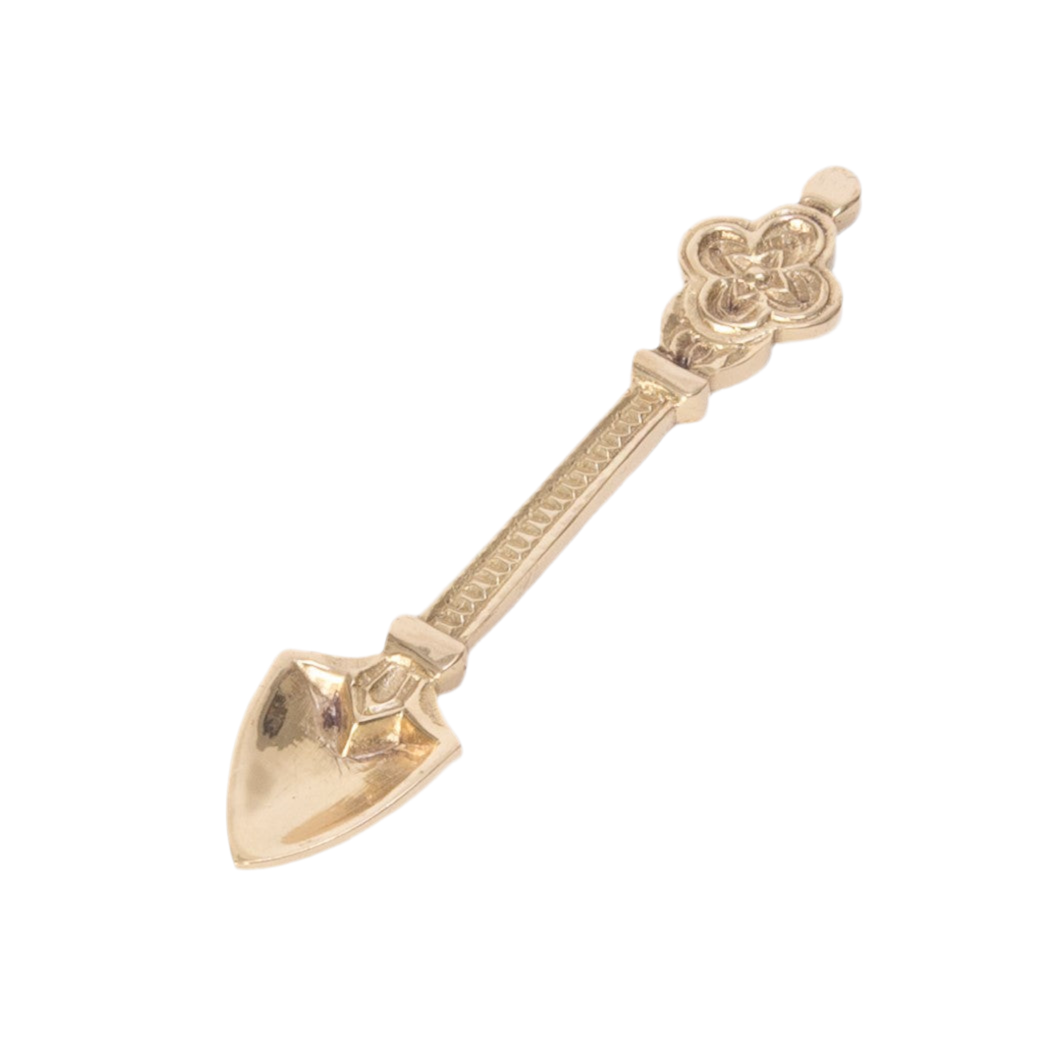 Brass incense spoon for use with incense boat to shift incense to censer coals, spoon only, brass incense boat spoon, brass incense spoon