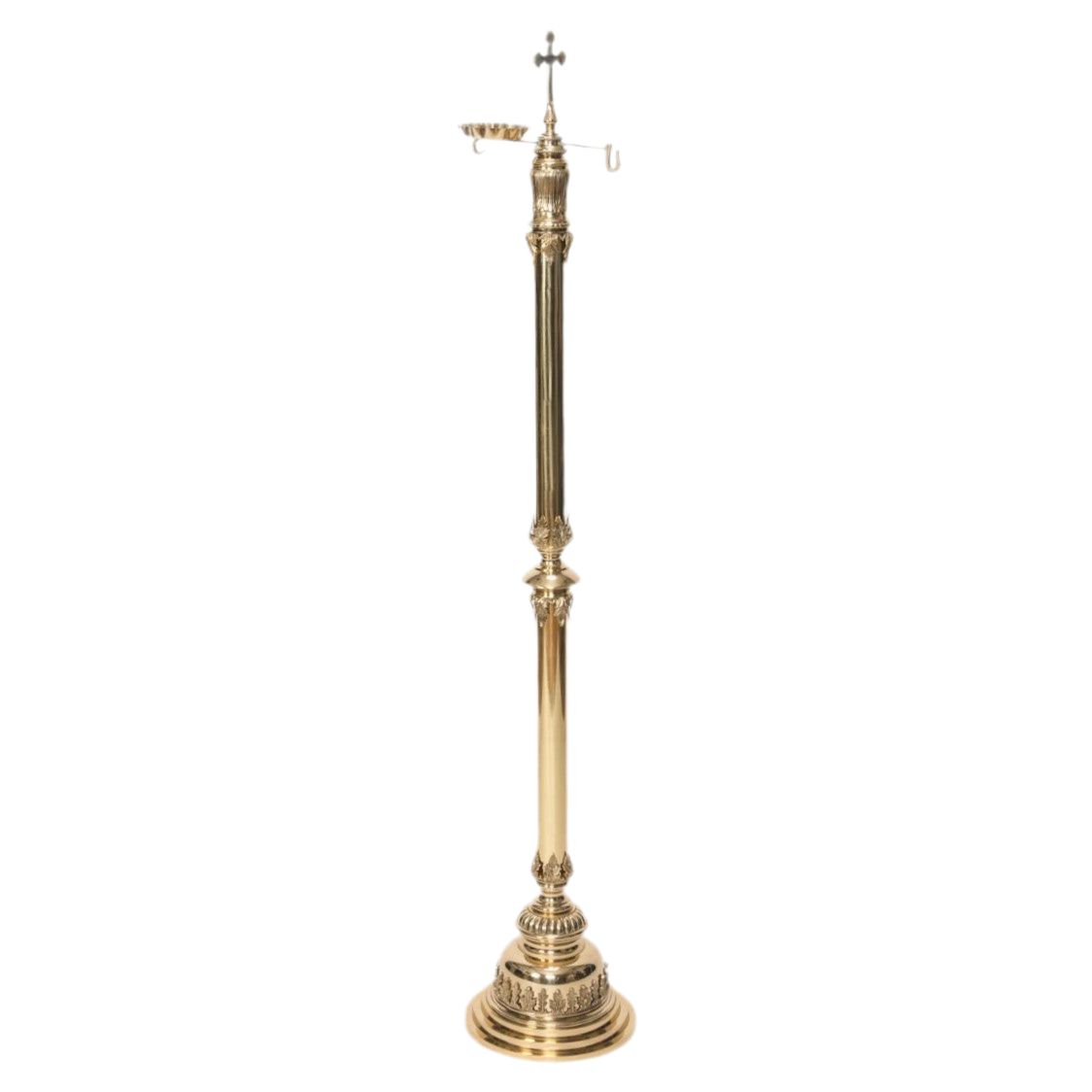 Brass traditional censer stand with hook and incense boat tray, brass thurible stand, brass censer stand