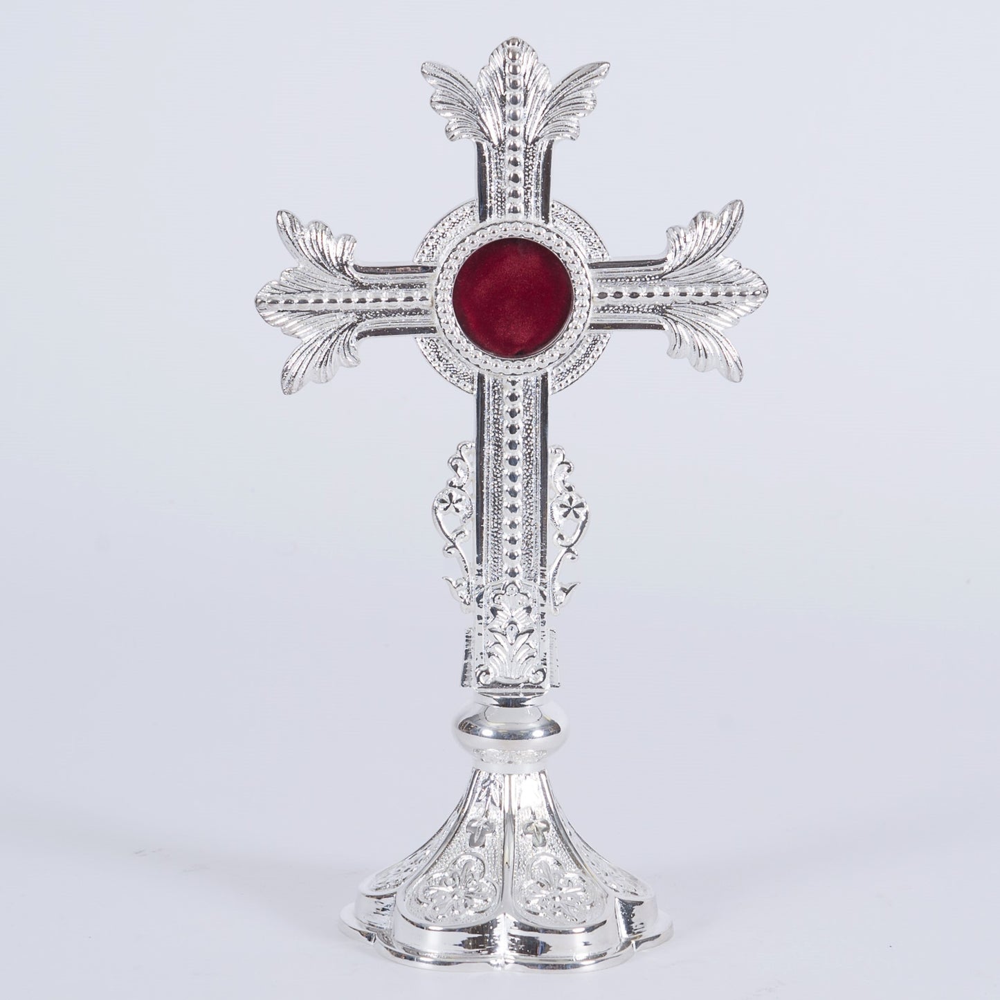 H-103S Silver Plated Cross Reliquary