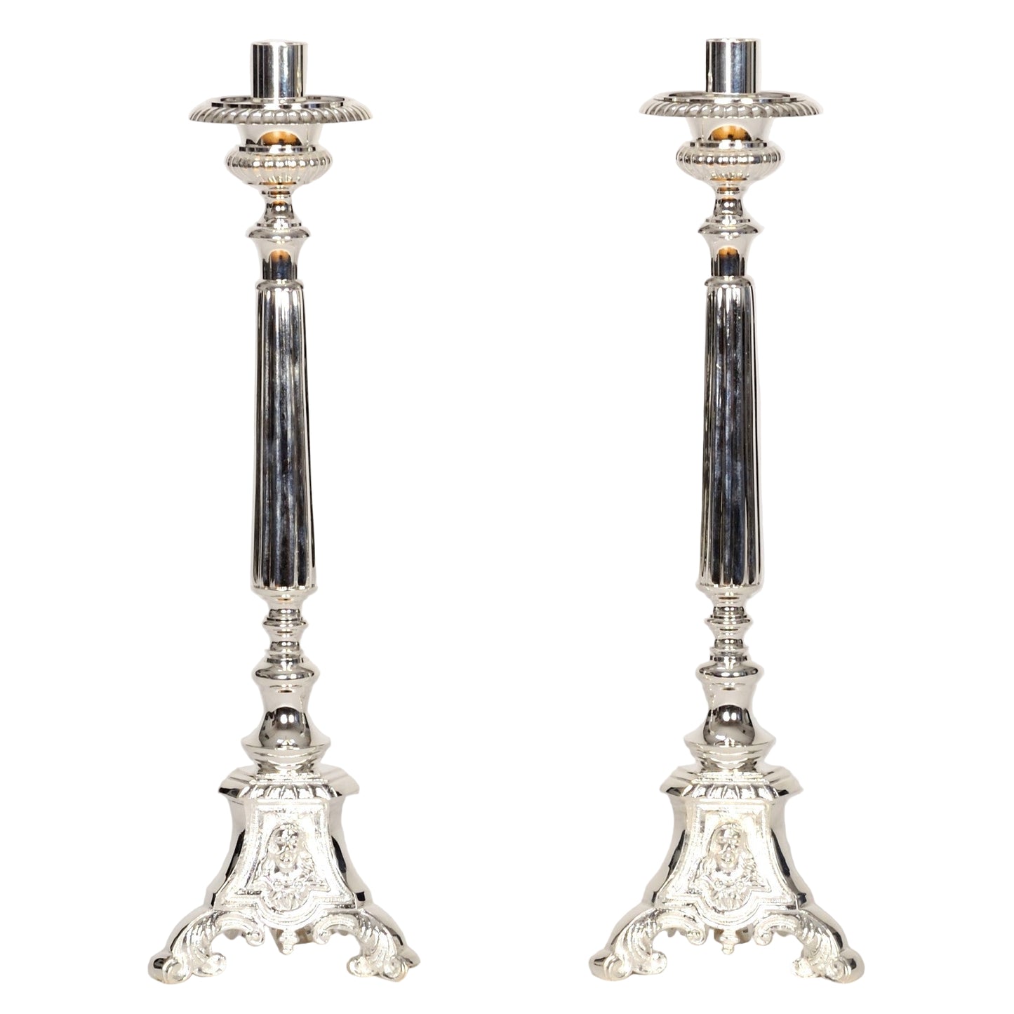 H-175S Silver Plated Holy Family Candlestick