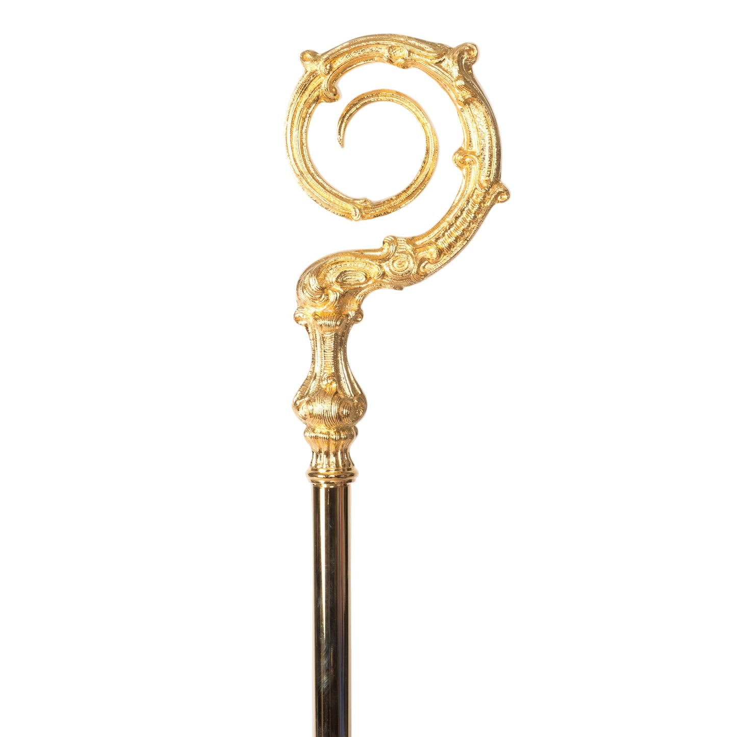 H-202G Traditional Bishop Staff Crosier in 24K Goldplate