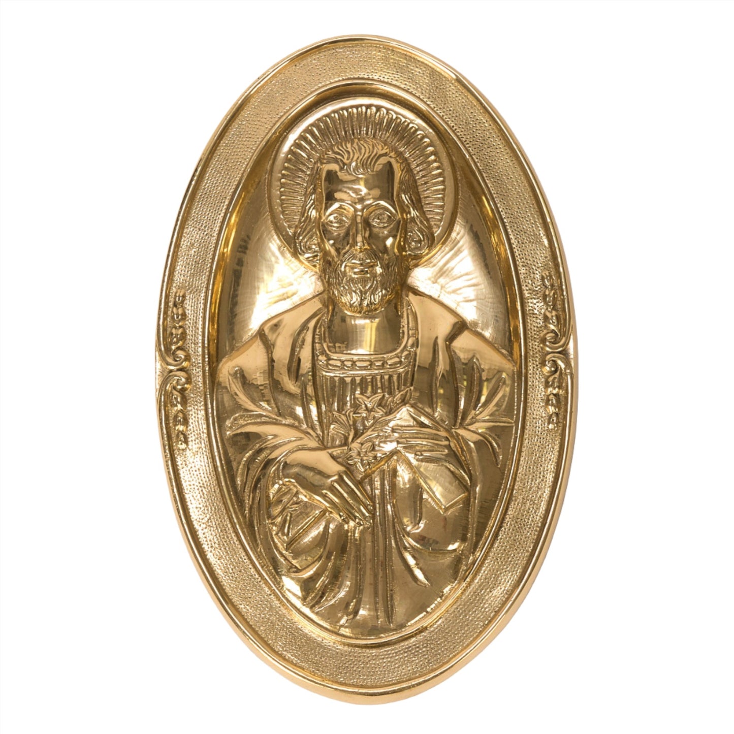 H-268 Large Saint Joseph Wall/Altar Plaque in Solid Brass