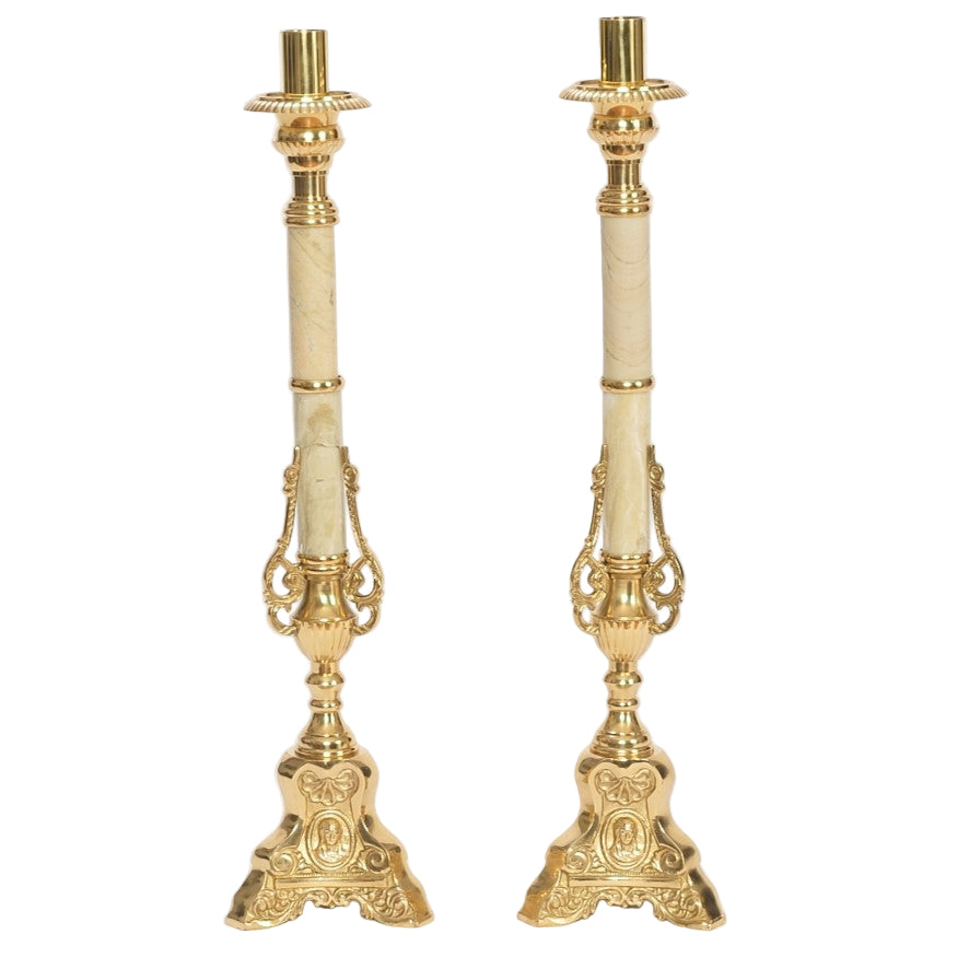 H-285M Candlestick with Marble Stem