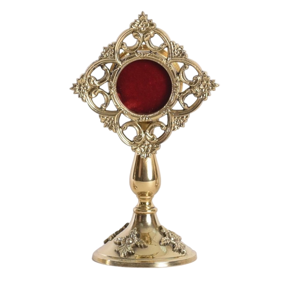 Ornate reliquary. brass and lacquered. Ornate floral french style filigree