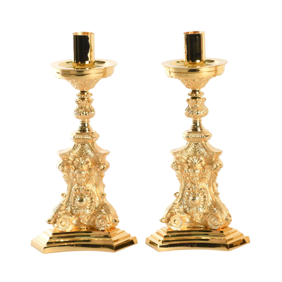 H-372GSH Short Gold Plated Candlestick
