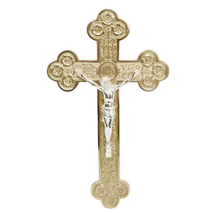 H-392 Brass Wall Hanging Crucifix, Altar Cross