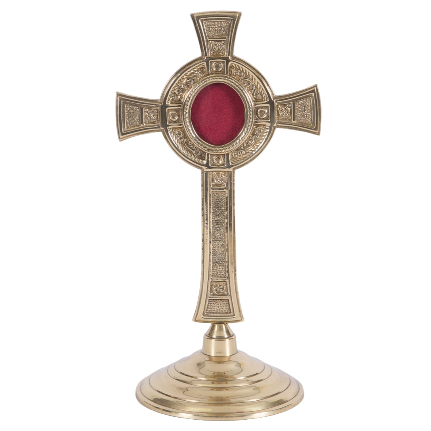 polished brass cross reliquary to display your relic