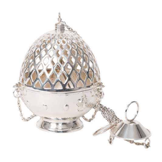 H-173S Silver Plated Cathedral Censer, Thurible