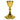 gold plated neo gothic chalice with etched cup and jeweled cross on base