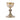 two tone romanesque chalice. gold plated with silver accents around cup and base. Alpha Omega and Chi Rho. Ornate open filgree ode
