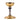 gold plated Romanesque chalice with silver plated standing Mary figures on the node. round base. black stone node