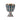 silver plated chalice with the 12 standing apostle figures mounted all around. blue enamel inlaid
