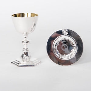 H-255AS  Silver Plated Small Travel Chalice and Paten Set