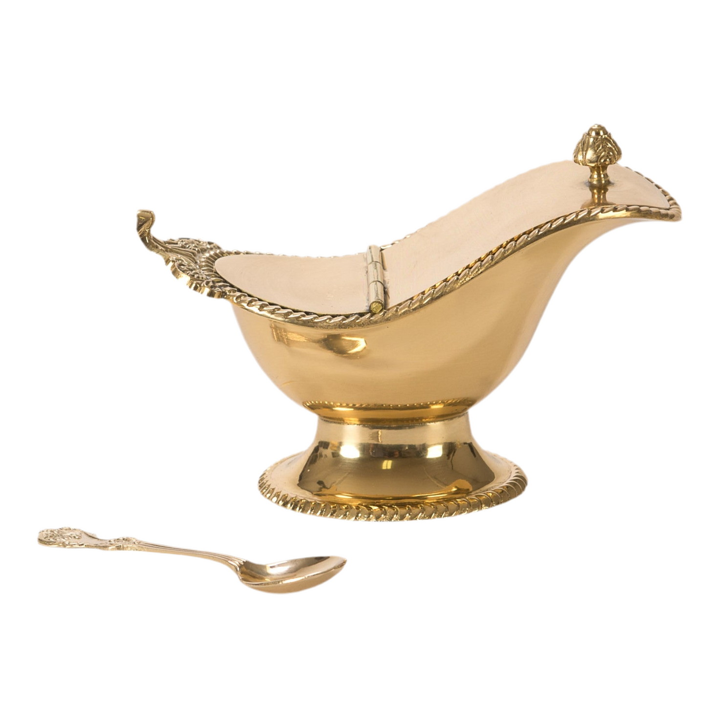 Brass incense boat and spoon set for a censer, brass incense boat and spoon, brass incense boat, incense boat and spoon for a censer