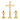 Short decorative gold plated traditional altar cross, crucifix with silver corpus, altar cross, altar cross with two candlesticks