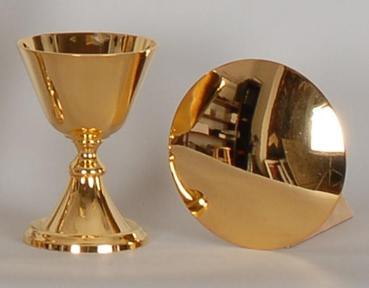 H-265  Goldplated Petit Travel Chalice and Paten Se