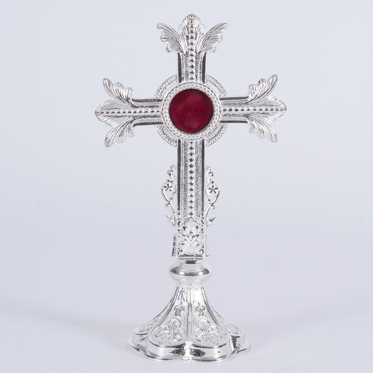 H-103S Silver Plated Cross Reliquary