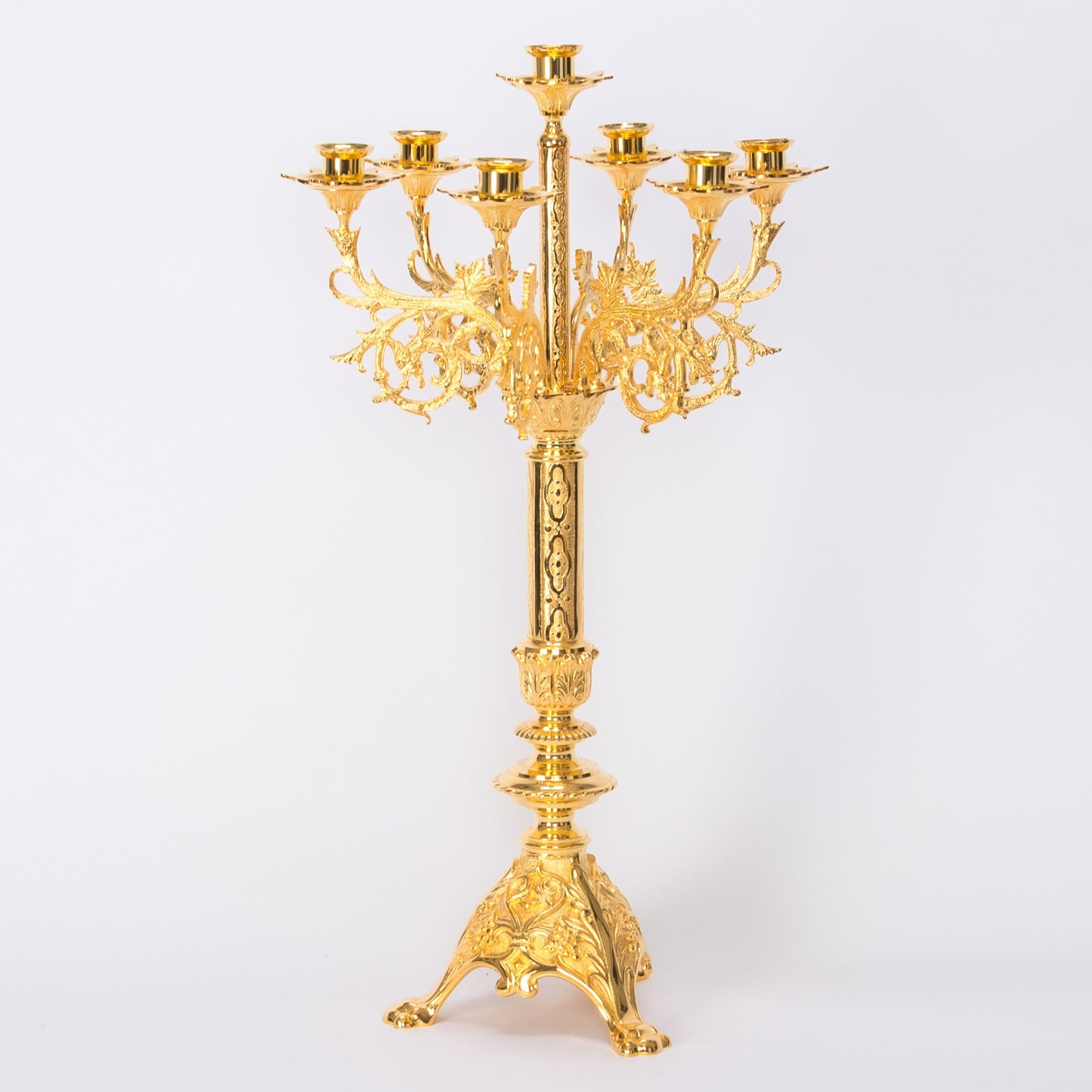H-144G Gold Plated Cathedral 7 Light Candelabra