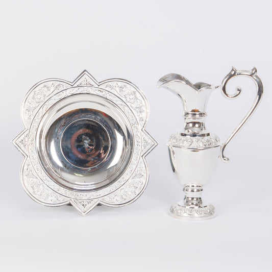 H-158S Silver Plated Ewer and Basin, Lavabo Set