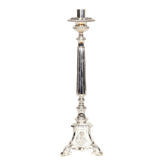 H-175S Silver Plated Holy Family Candlestick