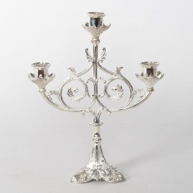 H-181S Silver Plated 3 Light Candelabra