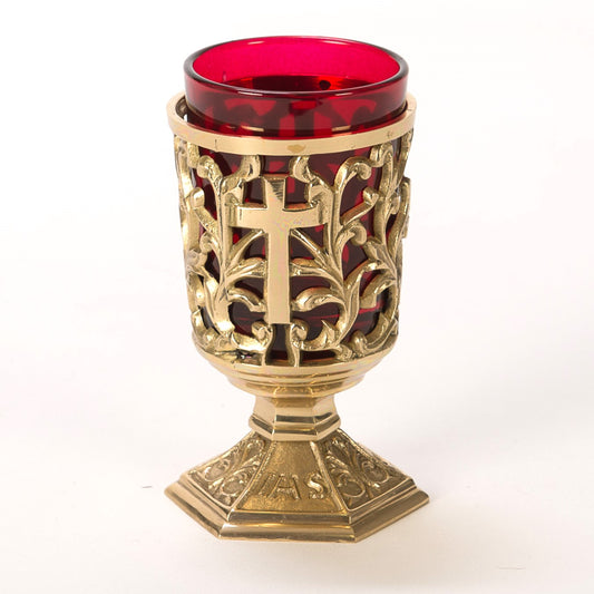H-284 Chapel Votive Candle with Red Glass