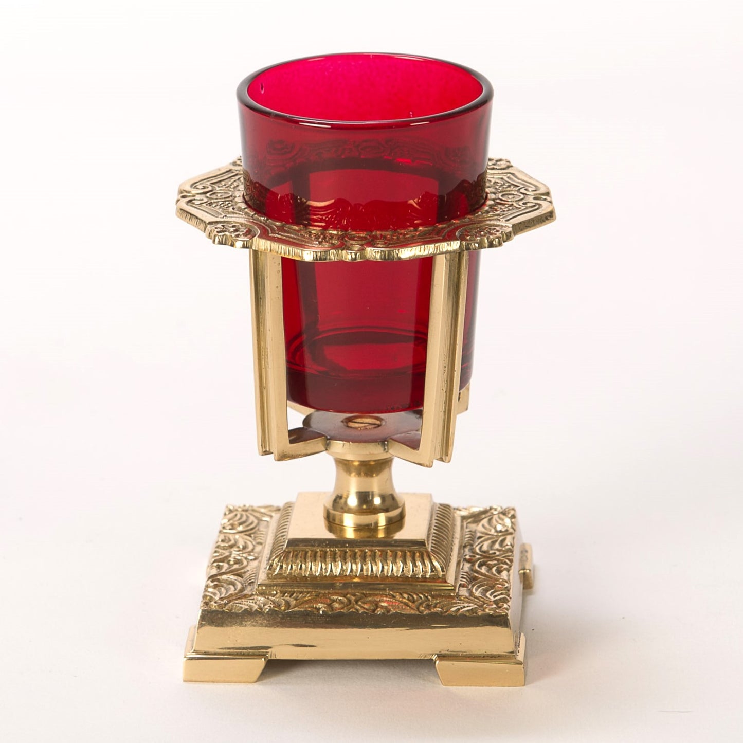 H-288 Chapel Votive Candle with Red Glass