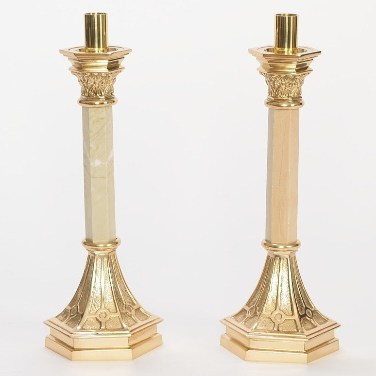 H-361M Marble and Brass Candlestick