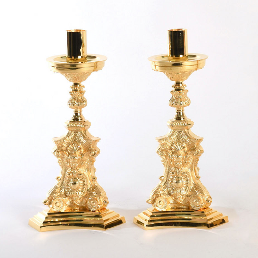 H-372GSH Short Gold Plated Candlestick