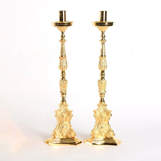 H-394G Gold Plated Altar Candlestick