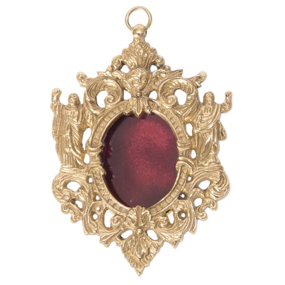 Wall Hanging brass reliquary to display your relic. polished and lacquered. Has hook to hang on the wall. 