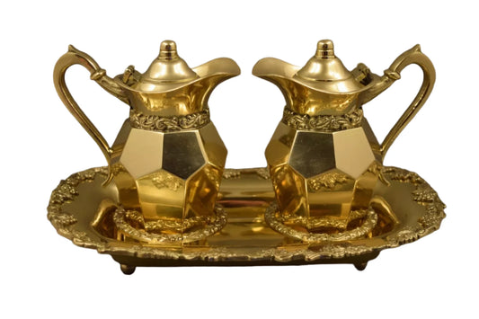 H-358 Brass Cruet Set with Tray